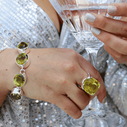large lemon quartz silver gemstone bracelet