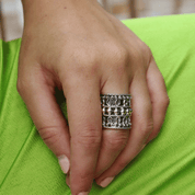 wide oxidized silver boho ring