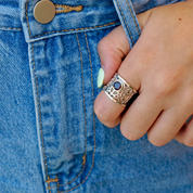 garnet gemstone silver ring