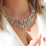 green amethyst chunky multi gemstone silver necklace