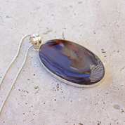 large montana agate oval silver gemstone pendant