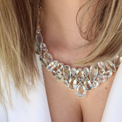 green amethyst chunky multi gemstone silver necklace
