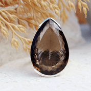 teardrop smoky quartz sterling silver gemstone ring