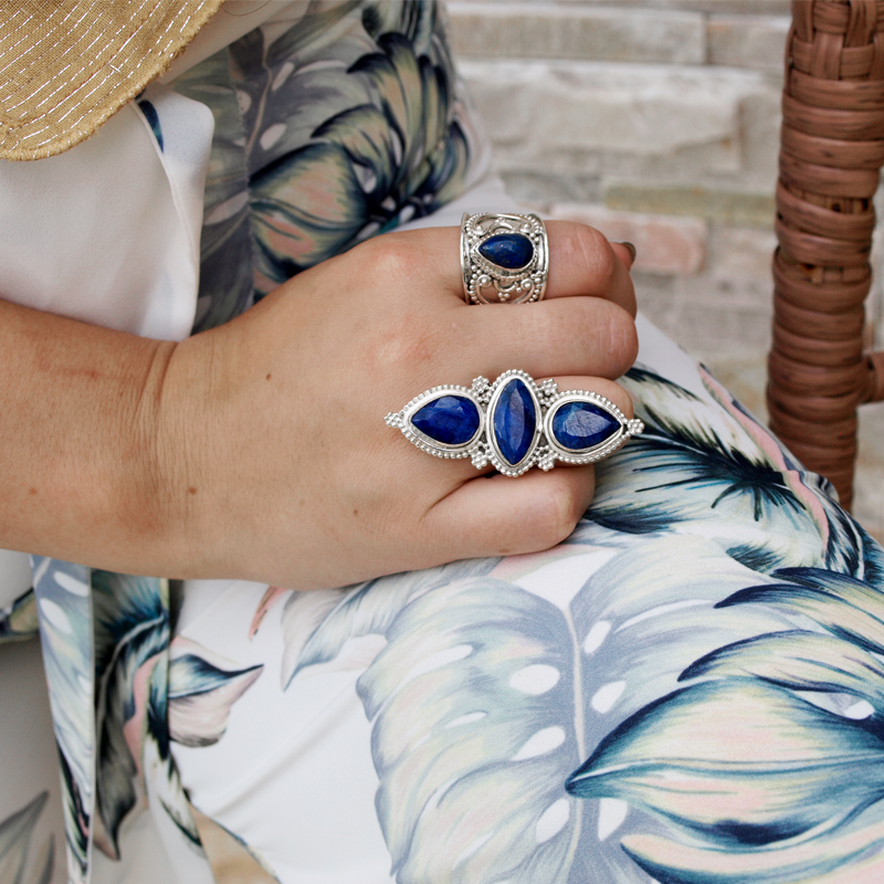 sapphire gemstone silver ring