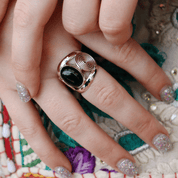 black onyx silver gemstone ring