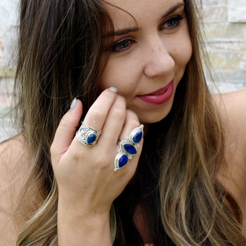 sapphire gemstone silver ring