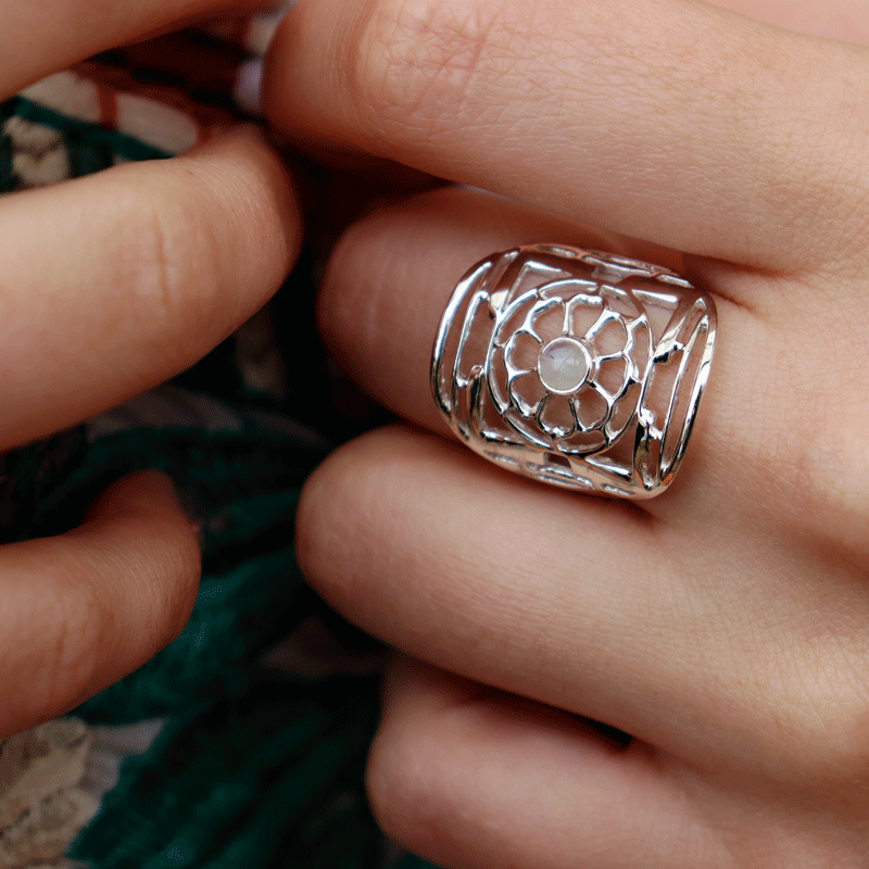 moonstone gemstone silver ring