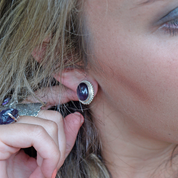 amethyst gemstone sterling silver boho style stud earrings