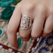 moonstone gemstone silver ring