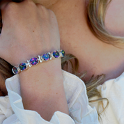 mystic topaz oval gemstone silver bracelet