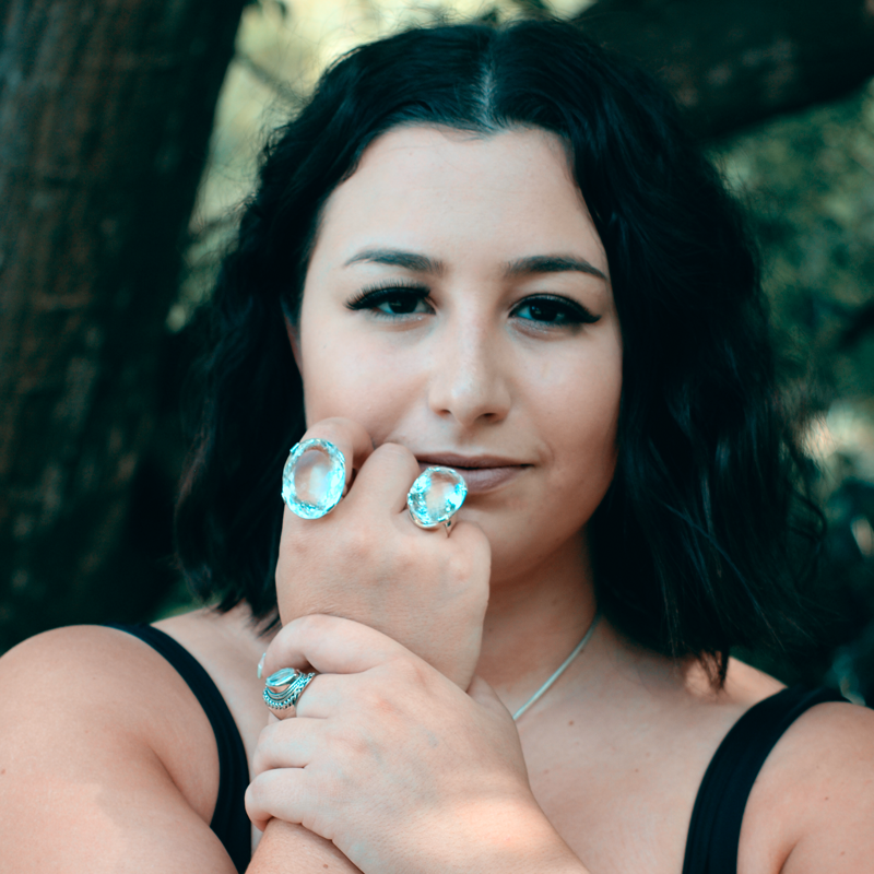 clear quartz big statement sterling silver ring