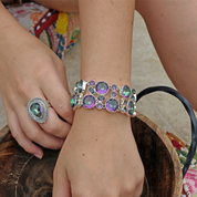 mystic topaz teardrop gemstone sterling silver ring