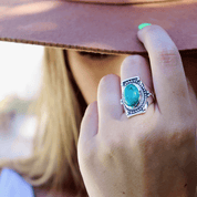 turquoise silver gemstone ring