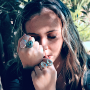 mystic topaz teardrop gemstone sterling silver ring
