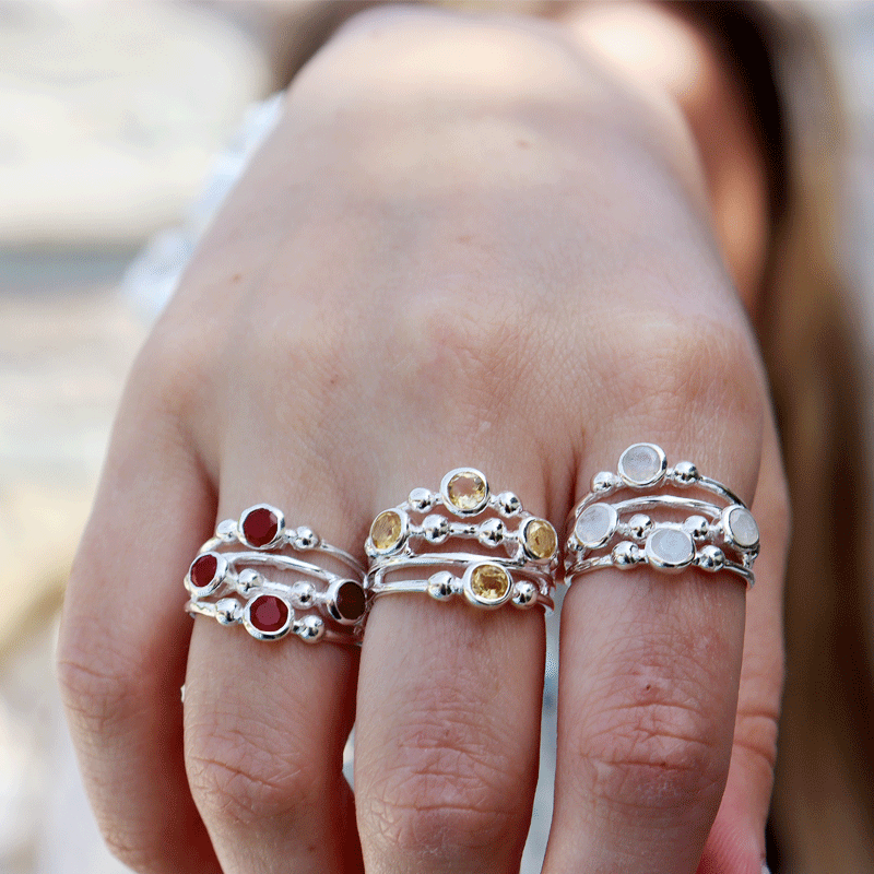 citrine silver gemstone ring
