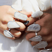 moonstone statement silver gemstone ring