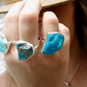 raw turquoise gemstone sterling silver ring