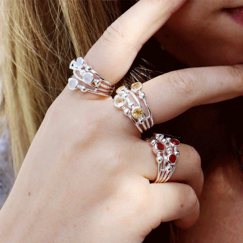 citrine silver gemstone ring