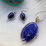sodalite gemstone silver earrings