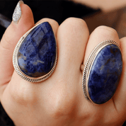 sodalite large gemstone silver ring