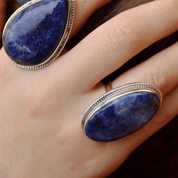 sodalite large gemstone silver ring
