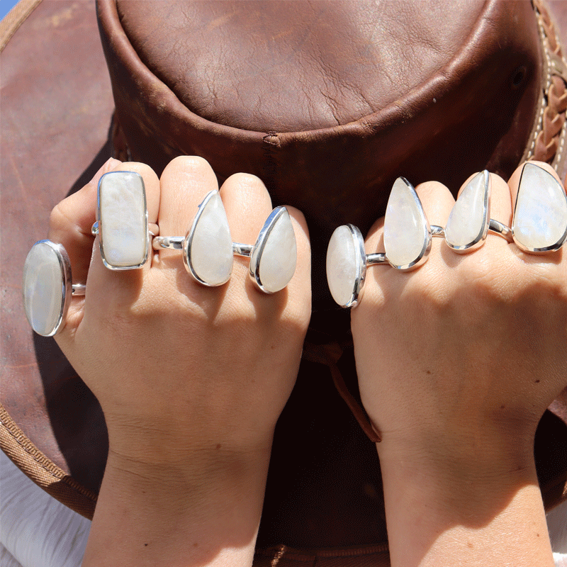 large statement silver moonstone ring