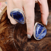 sodalite large gemstone silver ring