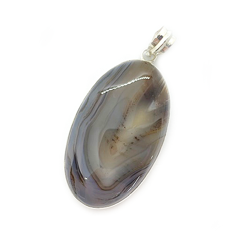 large montana agate oval silver gemstone pendant