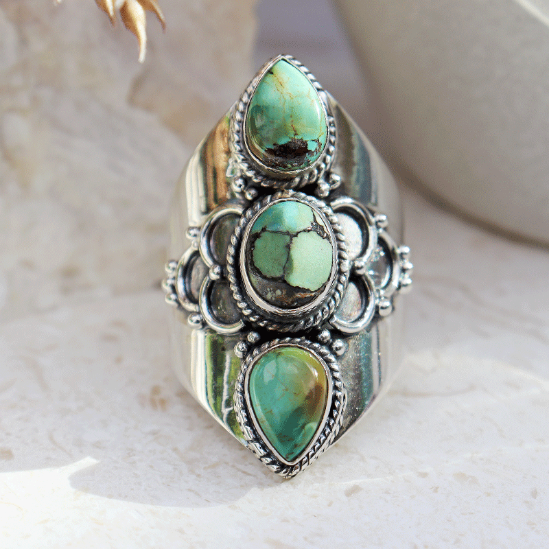 turquoise silver gemstone ring