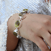large lemon quartz silver gemstone bracelet
