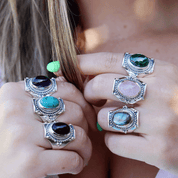 malachite silver gemstone ring