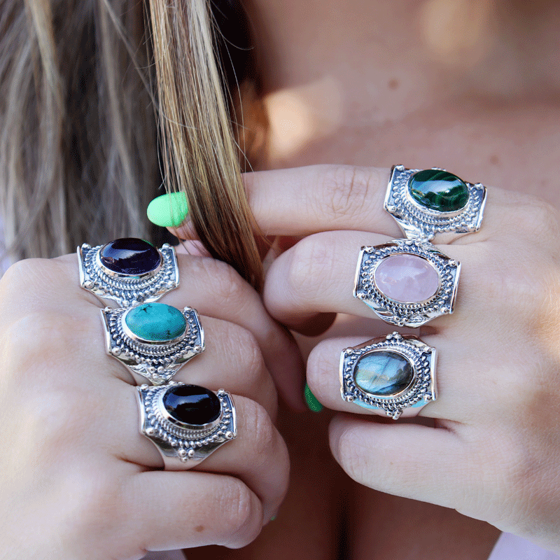 amethyst silver gemstone ring