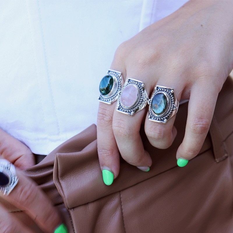 labradorite silver gemstone ring