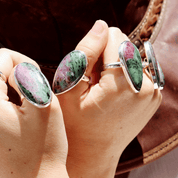 ruby zoisite large statement silver gemstone ring