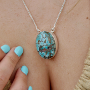 turquoise gemstone sterling silver pendant necklace