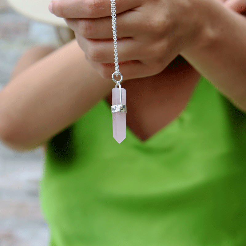 rose quartz silver gemstone pendant