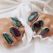 ruby zoisite large statement silver gemstone ring