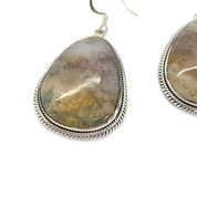 moss agate gemstone silver earrings