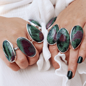 ruby zoisite large statement silver gemstone ring