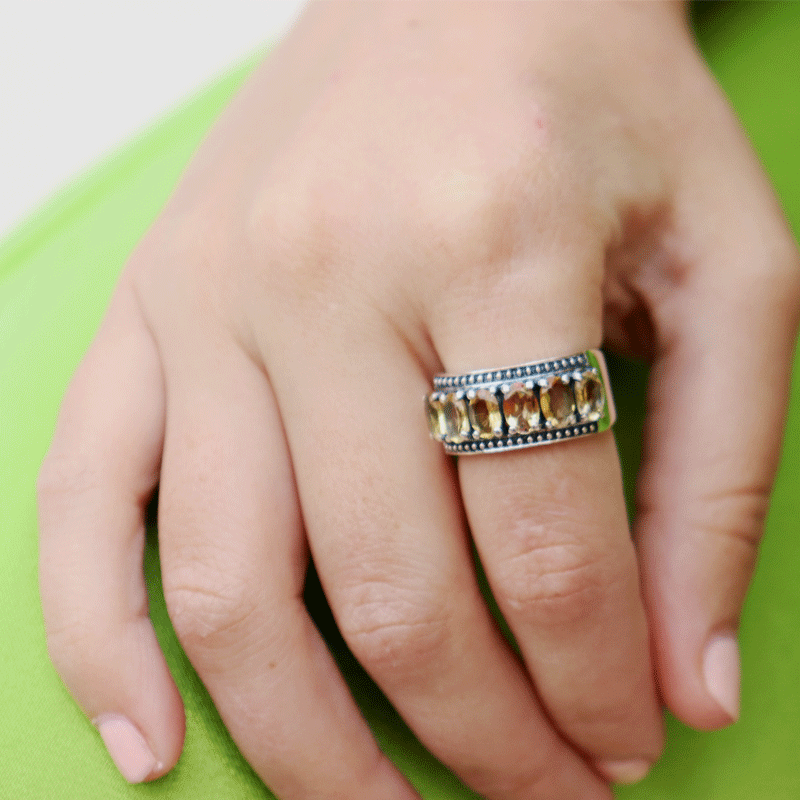 citrine gemstone silver ring