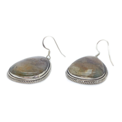 moss agate gemstone silver earrings
