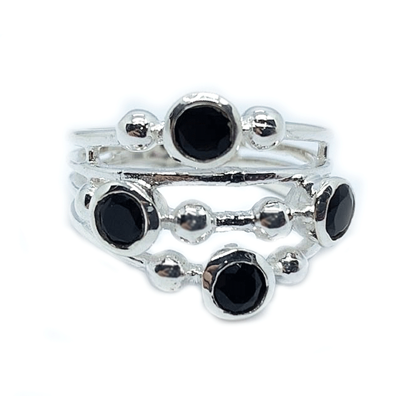 black onyx silver gemstone ring