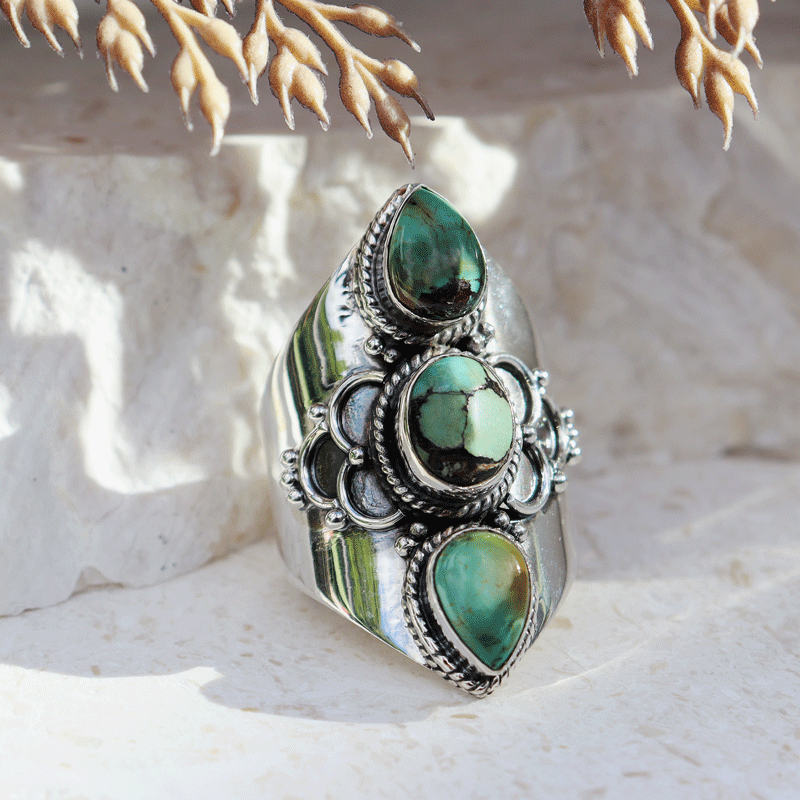 turquoise silver gemstone ring