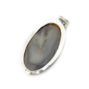 large montana agate oval silver gemstone pendant