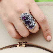 amethyst silver gemstone ring