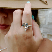 blue topaz butterfly sterling silver ring