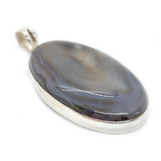 large montana agate oval silver gemstone pendant