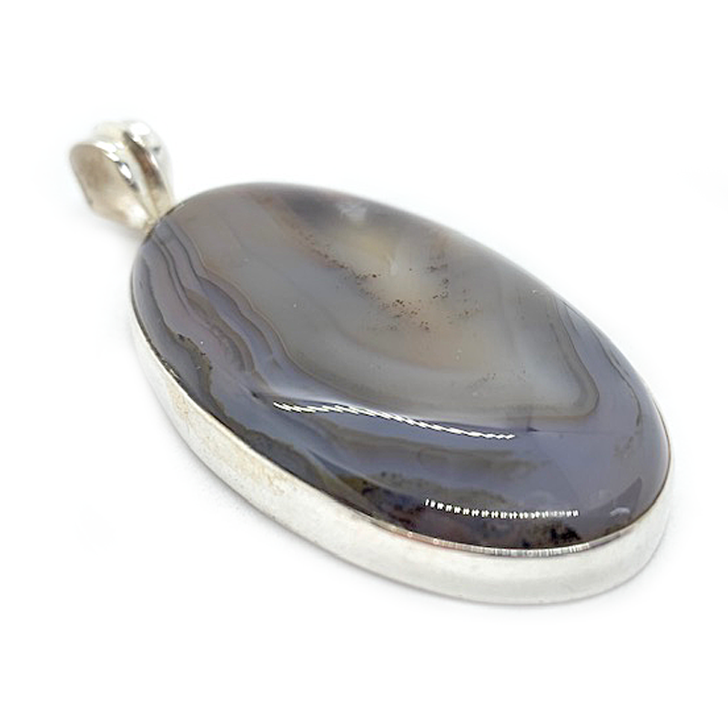 large montana agate oval silver gemstone pendant