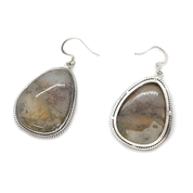 moss agate gemstone silver earrings