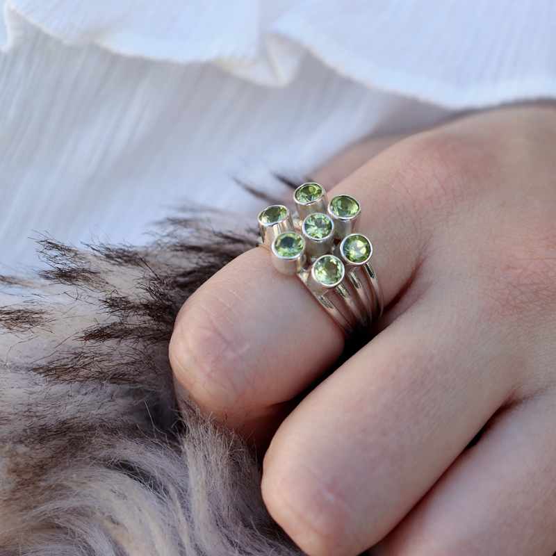 peridot gemstone silver ring